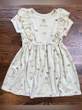 Disney Princess Girls' Yellow Beauty  & The Beast Belle Floral Ruffle Dress 4T